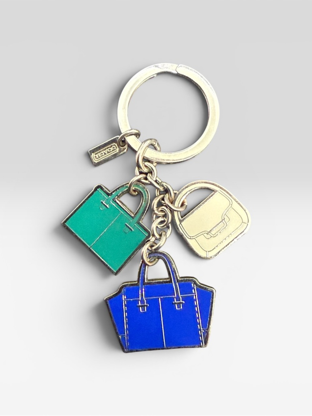 Coach Colorful Mini Bags Cluster Silver tone Enamel Keychain Bag Charm Rare